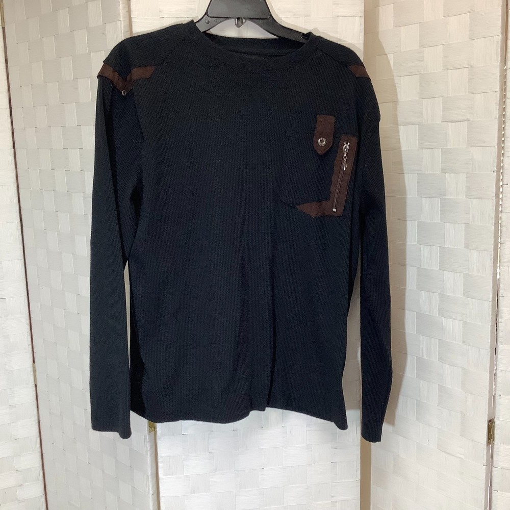 most official seven men's black thermal with patches size large